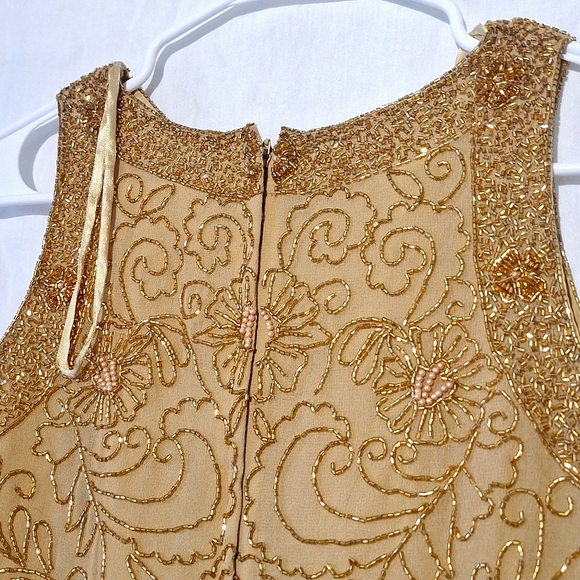 Vintage Gold-Beaded Formal Floral Crop Blouse, sz 4, NWT - Picture 7 of 11